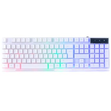 Orzly White Gaming Keyboard RGB USB Wired Rainbow Keyboard Designed for PC Gamers PS4 PS5 Laptop Xbox Nintendo Switch RX250 Hornet Edition