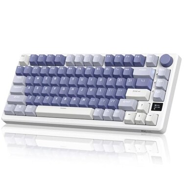 RK ROYAL KLUDGE M75 Mechanical Keyboard with OLED Smart Display and Volume Knob 24GUSBCBT Gasket Mounted 75 Layout Wireless Gaming Keyboard with 81 Keys RGB Backlit HotSwappable Brown Switch