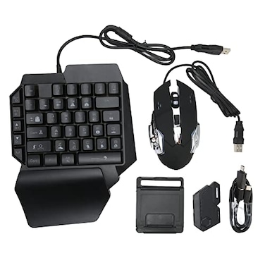 ciciglow One Handed RGB Gaming Keyboard and Mouse Combo USB Wired LED Backlit Keyboard with Mouse and Converter 35 Keys Mini Gaming Keypad Set for Android for iOS 134 Or Less