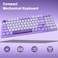 HUO JI Mechanical Gaming Keyboard USB Wired Compact with Number Pad Purple Led Backlit Blue Switch Detachable Type C Cable 94 Keys for PCComputerLaptop White and Purple