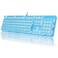 YSCP Typewriter Style Mechanical Gaming Keyboard White Backlit Wired with Blue Switch Retro Round Keycap 104 Keys Keyboard Blue