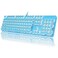 YSCP Typewriter Style Mechanical Gaming Keyboard White Backlit Wired with Blue Switch Retro Round Keycap 104 Keys Keyboard Blue