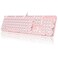 YSCP Typewriter Style Mechanical Gaming Keyboard White Backlit Wired with Blue Switch Retro Round Keycap 104 Keys Keyboard Pink