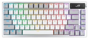 ASUS ROG Azoth Wireless Mechanical Gaming Keyboard 75 TKL TriMode Connectivity Hot Swappable Prelubed ROG NX Storm Clicky Switches PBT Keycaps RGB OLED Display PCMac Support White