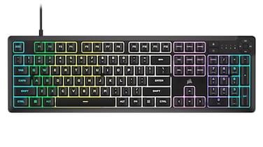Corsair K55 CORE RGB Membrane Wired Gaming Keyboard QWERTY US Layout Quiet Responsive Switches Spill Resistance TenZone RGB Media Keys iCUE Compatible PC Mac Black