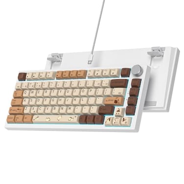 Ussixchare 75 Mechanical Gasket Mount TKL Custom Keyboard Wired Hot Swappable RGB Backlit for PC Laptop Windows Gamers Coffee Cat