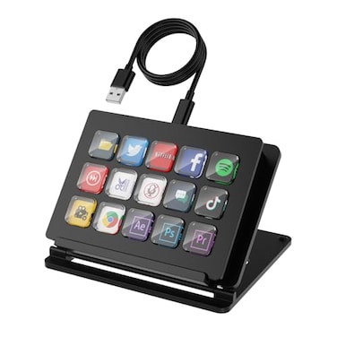 Yinker 15Key LCD Macro Keyboard Customizable Stream Controller with Programmable Shortcut Keys for OBS Twitch YouTube Zoom Photoshop AllinOne Productivity Control Pad for PC Mac