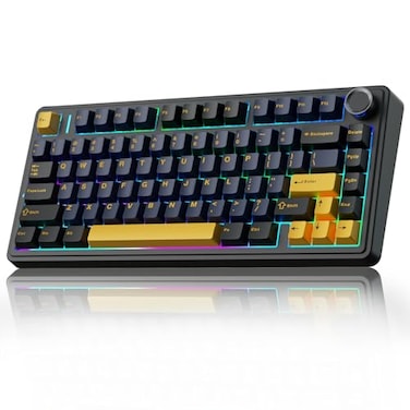 AULA F75 75 Wireless Mechanical Keyboard Hot Swappable Creamy Keyboard Prelubed Greywood Switches RGB Backlit Gaming Keyboards 24GHzTypeCBT50Cool Black