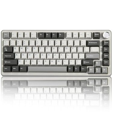 YUNZII B75 PRO Wireless Mechanical Keyboard75 Layout with KnobHot Swap Gasket Custom StructureCreamy Prelubed SwitchesRGB BacklitBluetoothTypeC24G for WinMacMilk SwitchGrey