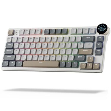 RK ROYAL KLUDGE N80 Low Profile Mechanical Keyboard wSmart Display Screen Knob 75 Top Mount 3Modes Wireless Mechanical Keyboard Software Support Massive Battery 80 Keys Tactile Brown Switch