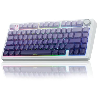 AULA F75 Pro Wireless Mechanical Keyboard75 Hot Swappable Custom KeyboardRGB BacklitPrelubed Linear SwitchesSide Printed PBT Keycaps Mechanical Gaming KeyboardsGradient Purple