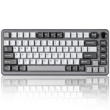 YUNZII B75 PRO Wireless Mechanical Keyboard75 Layout with KnobHot Swap Gasket Custom StructureCreamy Prelubed SwitchesRGB BacklitBTTypeC24G for WinMacCocoa Cream V2 SwitchDark Grey