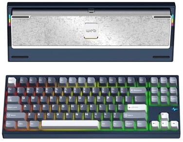 KEEBMONKEY WOBKEY Crush 80 Reboot CNC Aluminum 5Second QuickRelease TripleMode Connectivity Mechanical Keyboard with Superior Acoustics Pro Navy