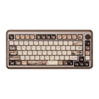 Akko MU02 Mechanical Keyboard with Walnut Wooden Case 75 RGB 24G WirelessBluetoothWired HotSwappable Gaming Keyboard with PBT DyeSub Keycaps for Mac Win Mountain Seclusion Rosewood Switch