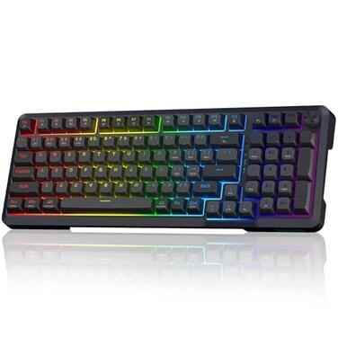 Redragon Wireless Mechanical Keyboard 3 Mode Gasket Mounted RGB Gaming Keyboard with Volume Knob PreLubed Linear Switches MDAProfile 98 Keys Hot Swappable Creamy Keyboard for PCTabletXboxPS4