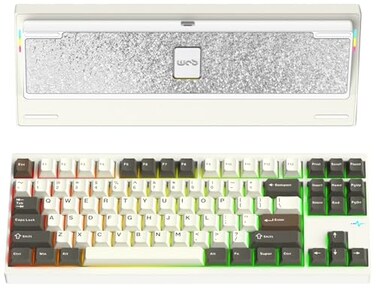 KEEBMONKEY WOBKEY Crush 80 Reboot CNC Aluminum 5Second QuickRelease TripleMode Connectivity Mechanical Keyboard with Superior Acoustics Pro White
