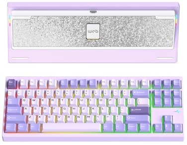 KEEBMONKEY WOBKEY Crush 80 Reboot CNC Aluminum 5Second QuickRelease TripleMode Connectivity Mechanical Keyboard with Superior Acoustics Pro Purple