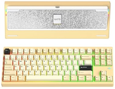 KEEBMONKEY WOBKEY Crush 80 Reboot CNC Aluminum 5Second QuickRelease TripleMode Connectivity Mechanical Keyboard with Superior Acoustics Pro Yellow