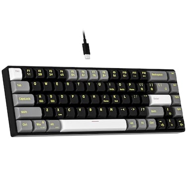Newmen GM681 Mechanical Keyboard68 Keys Compact USB 60 Custom LED Backlit Hot Swappable Small Mini Computer Gaming Mechanical Wired Keyboard for PC Gamer Win MacBlackWhiteGreyRed Switch