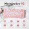 KiiBoom Moonshadow V2 75 Wireless Aluminum Gaming Keyboard QMKVIA Programmable BT5024GHzUSBC HotSwappable Creamy Mechanical Keyboard with FR4 Plate Knob 4000mAh Battery Pink