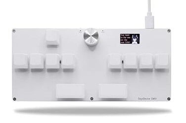 BTXETUEL SayoDevice CM51 Rapid Trigger Keyboard for OSUdjmax Rhythm Game with OUTEMU Hall Magnetic Linear Switches with Knob Custom Programmable Keypad WhiteOUTEMU Pink Switches CM51