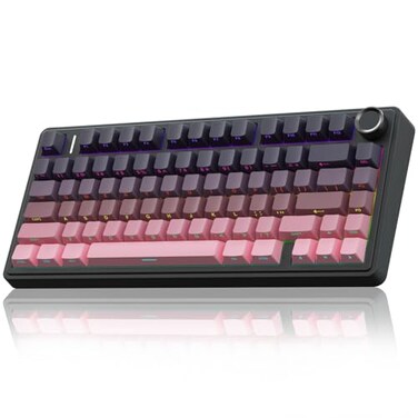 AULA F75 Pro Wireless Mechanical Keyboard75 Hot Swappable Custom KeyboardRGB BacklitPrelubed Reaper SwitchesSide Printed PBT Keycaps Mechanical Gaming Keyboards PinkBlack