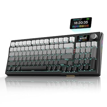 RedThunder K95 Wireless Mechanical KeyboardTFT Screen Knob TripModes Connection Gasket Custom HotSwap Keyboard RGB Backlit Prelubed Linear Switches Side Printed PBT Keycaps Gray Gradient