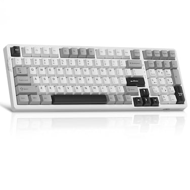 MageGee LIGHT100 Wireless Creamy Keyboard Gasket Structure Hot Swappable TriMode 24GUSBCBT50 RGB Backlit Mechanical Gaming Keyboard for WinMacPC PBT Keycap 4000mAh Battery Grey