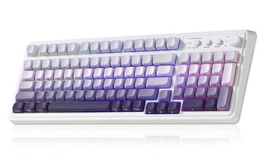 AULA S99 Wireless Keyboard TriMode Bluetooth24GHzUSBC Cute Creamy Gaming Keyboard with Number Pad RGB Backlit Media Knob Custom Computer Keyboards for MAC Xbox PC Gamer Gradient Purple
