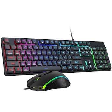 Redragon Updated S107 Gaming Keyboard and Mouse RGB Gaming Keyboard and 10000 DPI Mouse Combo with 25Key AntiGhosting 1K Hz Programmable Mice with Software Plug Play to PC Laptop Upgrade