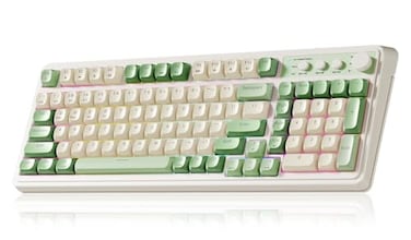 AULA S99 Gaming Keyboard Wireless Computer Keyboards TriMode Bluetooth24GHzUSBC Custom Creamy Keyboard with Number Pad RGB Backlit Media Knob Cute Programmable Keyboard for PC Gamer Green