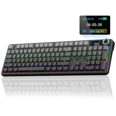 AULA F108 PRO Wireless Mechanical Keyboard with Screen KnobFull Size Keyboard with 8000mAh BatteryPrelubed SwitchesSide Printed PBT KeycapsRGB Backlit Hot Swappable Custom Gaming Keyboards