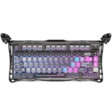 GravaStar Mercury K1 Pro Wireless Mechanical Gaming Keyboard 75 Layout RGB Custom Keyboard Electroplated Glossy Frame HotSwappable Linear Switches Cyberpunk Edition
