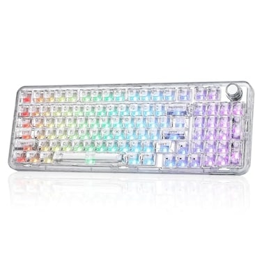 YUNZII X98 QMKVIA Wireless Mechanical Gaming Keyboard with KnobTriMode BT50USBC24GHz Hot Swappable KeyboardPrelubed Switches Gasket Mount RGB Backlit for WinsMac White Snow Switch