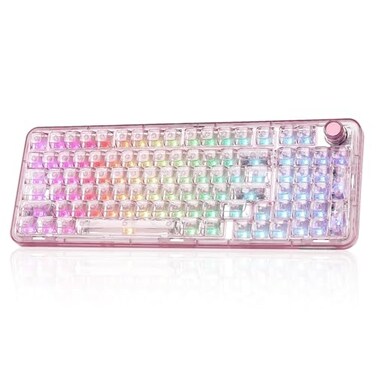 YUNZII X98 QMKVIA Wireless Mechanical Gaming Keyboard with KnobTriMode BT50USBC24GHz Hot Swappable KeyboardPrelubed Switches Gasket Mount RGB Backlit for WinsMac Pink Snow Switch