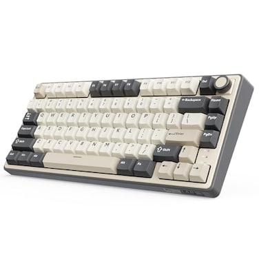 RK ROYAL KLUDGE R75 Wireless Mechanical Keyboard 75 Percent Custom Gaming Keyboard Gasket Mount RGB Backlit with Knob PBT Keycaps BT5124GHzUSBC Hot Swappable Cream Switch White