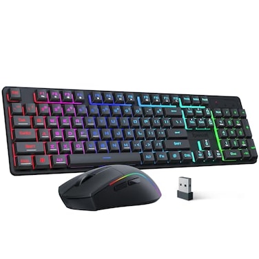 Redragon S107KS Wireless Gaming Keyboard and Mouse RGB Backlit 3 Mode Wired24GBT Up to 10000 DPI Gaming Mouse with Software Ultra Lightweight 65g 25 Key AntiGhosting Keyboard for PC