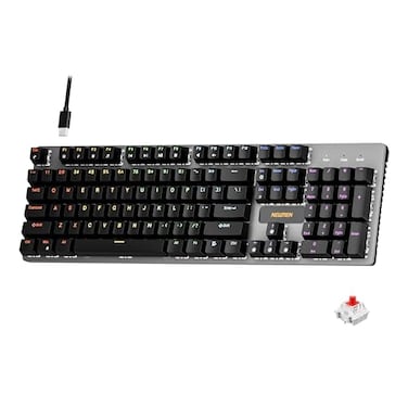 Newmen GM325Pro Mechanical Keyboard104 Keys Rainbow LED Backlit Wired Gaming KeyboardsHotSwap Metal Panel ABS Black Keycaps Gaming Mechanical Keyboard for Windows Laptop PC Linear Red Switches