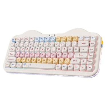YUNZII C75 Wireless Mechanical Keyboard75 Layout HotSwappable NKROBT5024GUSBC ModeDyeSub PBT MOA KeycapsRGB Gasket MountCute Cake Design for MacWinGaming Beige Milk V2 Switch