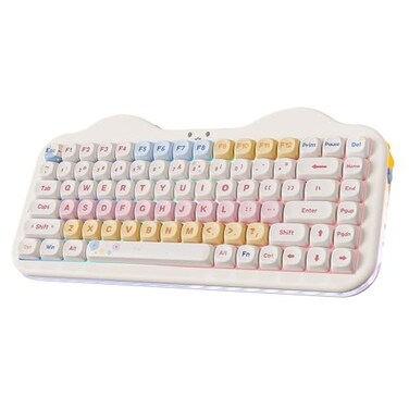 YUNZII C75 Wireless Mechanical Keyboard75 Layout HotSwappable NKROBT5024GUSBC ModeDyeSub PBT MOA KeycapsRGB Gasket MountCute Cake Design for MacWinGaming Beige Candy Switch