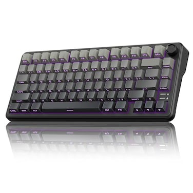 RedThunder K75 Wireless Mechanical Gaming Keyboard 75 Hot Swappable Creamy Keyboard with Knob RGB Backlit Prelubed Linear Switches Side Engraved PBT Keycaps WirelessWiredBT50 Gradient Gray