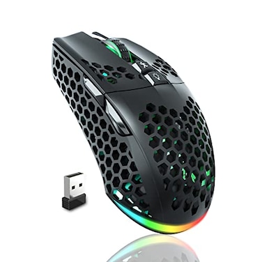SOLAKAKA SM600 Honeycomb Shell Gaming Mouse WirelessTriModes BT24G WirelessTypeC Wired Gamer Mouse with 2 Side Buttons Macro Programmable and RGB Light for PCMacLaptopBlack
