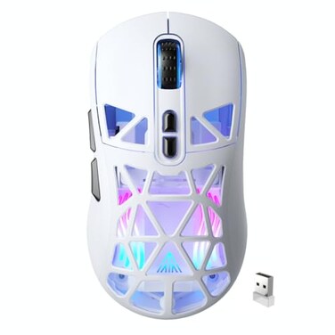 SOLAKAKA SM802 White Wireless Gaming Mouse10000 DPITriMode WiredBT 5024GHz Wireless Mouse Gaming with Side ButtonRGB Programmable Macro Mouse for Laptop