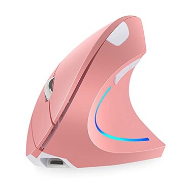 Attoe Vertical Mouse Right Handed 24GHz Wireless Ergonomic Rechargeable Vertical Mouse with 4 Adjustable DPI 800120016002400 6 ButtonsCompatible with PC DesktopMac Pink