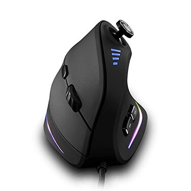 Attoe Vertical Mouse Ergonomic USB Wired Vertical Mouse with 5 D Rocker 10000 DPI 11 Programmable Buttons RGB Gaming Mouse for GamerPCLaptopComputer
