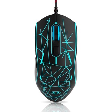 MageGee G6 Wired Gaming Mouse Ergonomic USB Optical Mouse with 7 Colors Breathing LED Backlit 6 Adjustable Speed Levels from 600 to 3200 for Laptop PC Computer Games Work Black