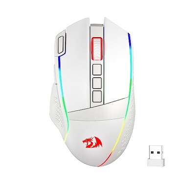 Redragon M991 Wireless Gaming Mouse 26000 DPI 3Mode Gamer Mice wRapid Fire Key 9 Macro Buttons Powerful Capacity and RGB Backlight for PCMacLaptop White