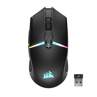 Corsair NIGHTSABRE RGB Wireless Gaming Mouse for FPS MOBA 26000 DPI 11 Programmable Buttons Up to 100hrs Battery iCUE Compatible Black