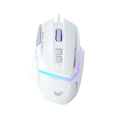 AULA S12Pro White Wired Gaming Mouse12800 DPI Optical Gamer Mouse with RGB Backlit8 Programmable ButtonsSoftware Supports DIY Keybinds Rapid Fire Button