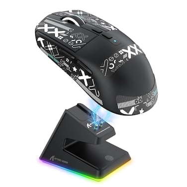 MAMBASNAKE Attack Shark X6 Wireless Gaming MouseRGB Magnetic Charging Dock49g Ultralight X3 UpgradeTriMode 24GHzBT52USBCPAW3395 Sensor 26KDPIG502 Programmable Mice for WinMac BlackTape
